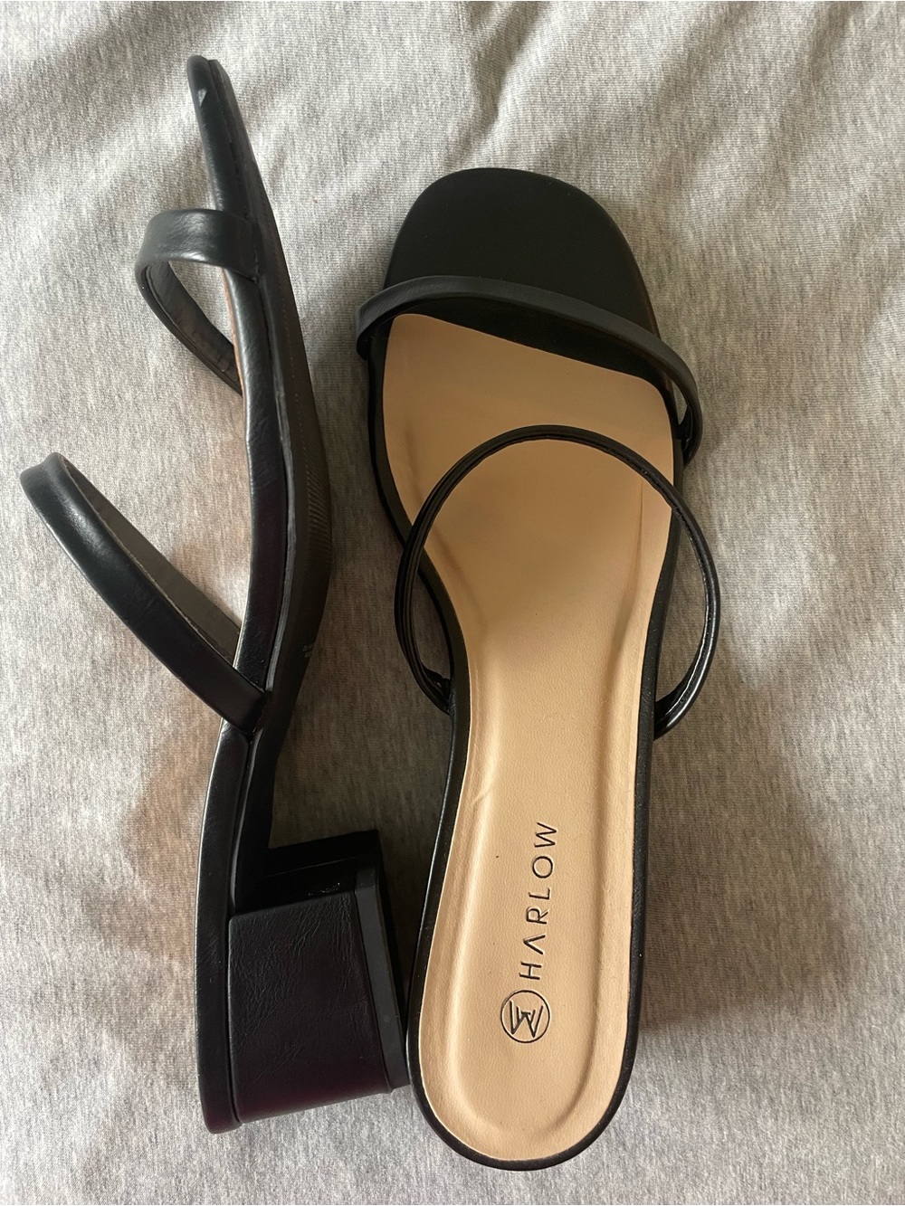 Harlow Black Strappy Block Heel Sandals - size 8
